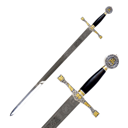 ESPADA EXCALIBUR - PLATA DECORADA EN ORO - Artesanías Alcázar